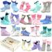 TeeHee Girls Toddler Kids Socks Cute and Fun Cotton Crew Socks 18 Pair Pack with Gift Box