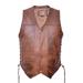 Men's 46 Size 10 Pocket Brown Buffalo Leather Side laces 2 front 2 vertical pockets Vest