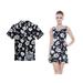 Couple Matching Hawaiian Luau Outfit Aloha Shirt Tank Dress in Hibiscus Red Classic