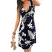 Niuer Women's Vintage Floral Printed A-Line Swing Dress Casual Cocktail Party Slim Sexy V-Neck Dresses Dark Blue XL=US 8