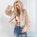 Tomshoo Fashion Women Winter Crop Faux Fur Hooded Coat Long Sleeve Fluffy Jacket Short Party Streetwear Outerwear