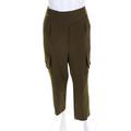 Nicholas Womens Cropped High Waist Twill Cargo Pants Olive Green Size 6