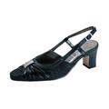 FLORAL Alba Women Wide Width Dress Slingback Metallic Shoes With Ornament BLACK 6