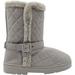 Chatties Chatz Womens Slip On Mid Calf 8" Quilted Microsuede Winter Boots with Faux Fur Trims and Buckle Straps