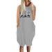 Women's Baggy Summer Beach Plus Size Sleeveless Midi Dress Casual Loose Sundress