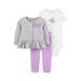 Child of Mine by Carter's Baby Girl Long Sleeve Cardigan, Short Sleeve Bodysuit & Pants, 3-Piece Outfit Set