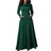 Sexy Dance Women Casual Long Maxi Dress Long Sleeve Cowl Neck Tunic Dress Plain Color Elegant Smock Hem Dress with Pockets Plus Size