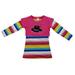 Wenchoice Girl'S Rainbow Long Sleeve Cotton Dress With Hot Pink VestÂ M(3T-4T)