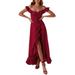 New Fashion WomenÂ´s Off Shoulder Split Dress Casual Irregular Ruffles Long Party Beach Split Dress
