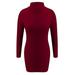 DYMADE Women's Turtleneck Bodycon Mini Dress Ladies Sexy Knitted Long Jumper Sweater Tops