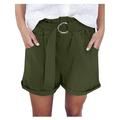 Sexy Dance High Waist Ladies Shorts with Pockets Ruffle Elastic Short Waist Summer Beach Hot Pant with Belt Women's Activewear Lounge