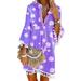 Ladies Babydoll Dress V-Neck Bell Sleeve Plus Size Empire Waist Tassels Swing Dresses Boho A Line Loose Dress Tunic Shirt Dresses for Junior Ladies