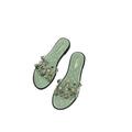 LUXUR Women Summer Stylish Transparent Rivet Solid Color Casual Flat Shoes