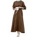 ZANZEA Women Winter Full Sleeve Solid MuslimElegant Dress Formal Dresses