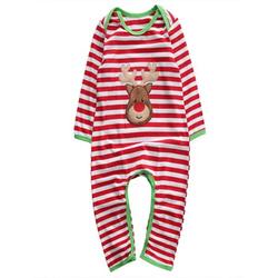 Christmas Newborn Kids Baby Boys Girls Striped Pajamas Sleepwear Romper Bodysuit