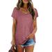 Niuer Women Summer V Neck Tops Short Sleeve Solid Color T Shirts Tunic Loose Casual Pullover Tee