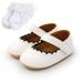 Zuiguangbao 2021 Fashion Baby Boy PU Leather Shoes Soft-soled Toddler Shoes + Socks Two Piece 0-18M