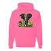 Wild African Forest Elephant Nature Fashion Graphic Hoodie Sweatshirt, Neon Pink, Medium