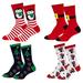 Mens & Womens Fun Novelty Holiday Christmas Hanukkah Crew Socks-4 Packs- One Size Fits Most (One Size Fits Most (Shoe-4-10), 4 Pair Crews Penguin/Cat/Santa Buckle/Presents)