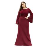 Ever-Pretty Women's Floral Lace Evening Dress Plus Size Mermaid Party Maxi Dress 09142 Burgundy US14