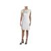 MICHAEL KORS Womens White Lace Cap Sleeve Illusion Neckline Above The Knee Sheath Cocktail Dress Size S