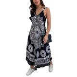 Sexy Dance Women Beach Cover Up Dress Casual Loose Bohemia Long Maxi Dress Vintage Swing Dress Summer Strappy Sundress