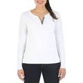 Women's Casual Henley Knit with Crew Neck