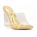 Cape Robbin Fusion Clear Chunky Block High Heels for Women Transparent Booties for Women