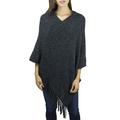 ADRIENNE VITTADINI WOMEN'S SOLID TEXURED PONCHO WITH FRINGE