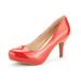 Dream Pairs Women's New Classic Elegant Party Wedding Shoes Versatile Low Stiletto Heel Dress Platform Pumps Shoes Tiffanny Red/Pat Size 5