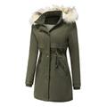 Tuscom Women's Warm Coat Jacket Outwear Fur' Lined Trench Hooded Thick Overcoat