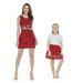 Matching Mother Daughter Luau Outfit Lady Tank Dress Girl Skirt Christmas Cross Pattern in Red