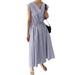 ZANZEA Women Summer Casual V Neck Sleeveless Solid Color Party Dress