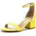 Dream Pairs Women's Fashion Low Chunky Heel Sandals Open Toe Ankle Strap Dress Heel Shoes Low-Chunk Yellow/Suede Size 9