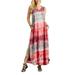 Casual Loose Dress for Women Stripe Print Maxi Dress Sleeveless Round Neck Blouse Shirt Tunic Dress Summer Dress for Lady