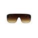 Womens Luxury Oversize Shield Rimless Racer Sunglasses Gold Matte Black Brown