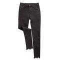 Women Comfy High Waist Elastic Stretch Tight-fitting Jeans Pants Solid Color Slim Long Simple Trousers