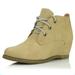 Women's Lace Up Oxford Wedge Booties Ankle Boots Winter Heels Shoes Side High Heel Short Fashion Round Toe for Women Beige,pu,6, Shoelace Style Gray