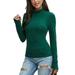 Ladies Winter Basic T-Shirt Turtleneck Pullover Tops Fashion Long Sleeve Slim Fit T-Shirt Casual Fall Winter Stretchy Shirt Solid Color Ladies Basic Tee for Womens