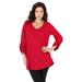 Roaman's Women's Plus Size Lightweight Textured Slub Knit Boyfriend Tunic Long Shirt