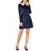 Allegra K Junior's Vintage Velvet Long Sleeve Peter Pan Collar Dress