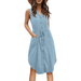 Styleword Women's V Neck Sleeveless Button Down Elastic Casual Dress with Pockets