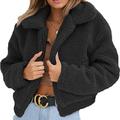 EYIIYE Women Warm Faux Fur Solid Color Zipper Pocket Jackets