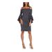 R&M RICHARDS Womens Gray Bell Sleeve Square Neck Above The Knee Sheath Cocktail Dress Size 6P