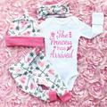 4PCS Newborn Kids Infant Baby Girls Clothes Romper Jumpsuit Bodysuit+Pants Outfit Set