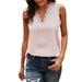 Lumento Tank Tops for Women V Neck Lace T Shirts Leisure Baggy Sleeveless T-shirt Blouse Ladies Sport Athltics Tee Dailywear Women Clothes Pink L