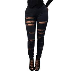 Women's Ripped Leggings Denim Jeans Trouser Slim Skinny Pencil Pants Jeggings