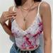 New Women's Sexy Stitching Deep V Neck Tie Dye Print Tank Top