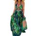 Aunavey Women's V-Neck Casual Dress Summer Backless Floral Print Split Maxi Dress