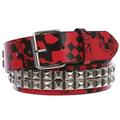 Snap On Art work Skull Cross Bone Tattoo Print Punk Rock Silver Star Studded Leather Belt